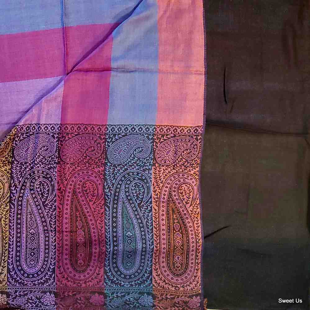 Large Scarf for Women Reversible Soft Paisley Floral Striped Rayon Scarf Shawl - Sweet Us