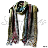 Large Scarf for Women Reversible Soft Paisley Floral Striped Rayon Scarf Shawl - Sweet Us