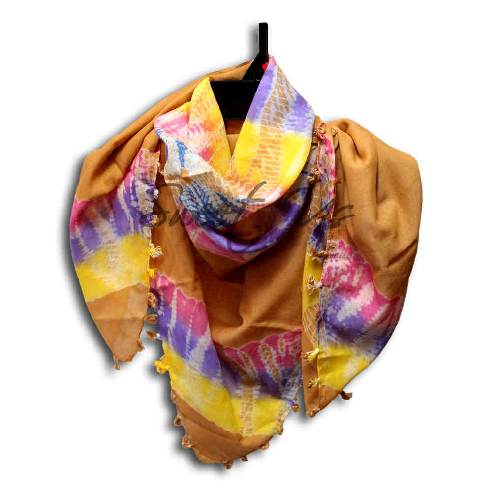 Scarf for Women Sheer Soft Cotton Tie Dye Red Green Blue Yellow Purple Bandana - Sweet Us