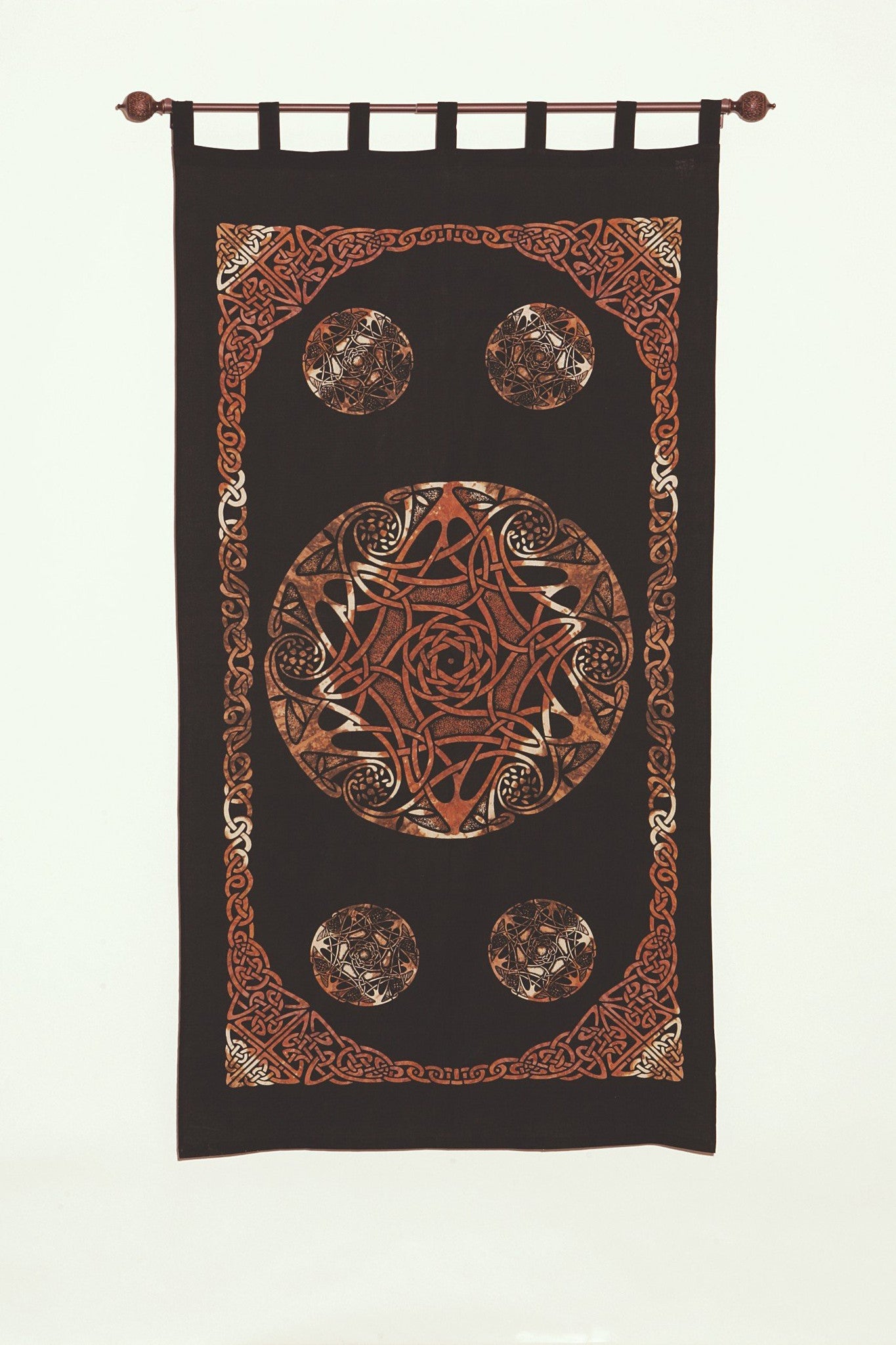 Unique Handmade Celtic Tab Top 100% Cotton Curtain Drape Panel Brown 44x88 - Sweet Us