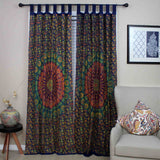Sanganer Mandala Cotton Tab Top Peacock Floral Curtain Drape Panel 44xx88 - Sweet Us