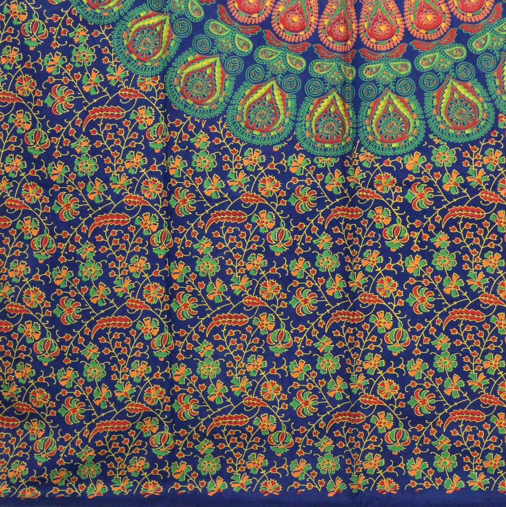 Sanganer Mandala Cotton Tab Top Peacock Floral Curtain Drape Panel 44xx88 - Sweet Us