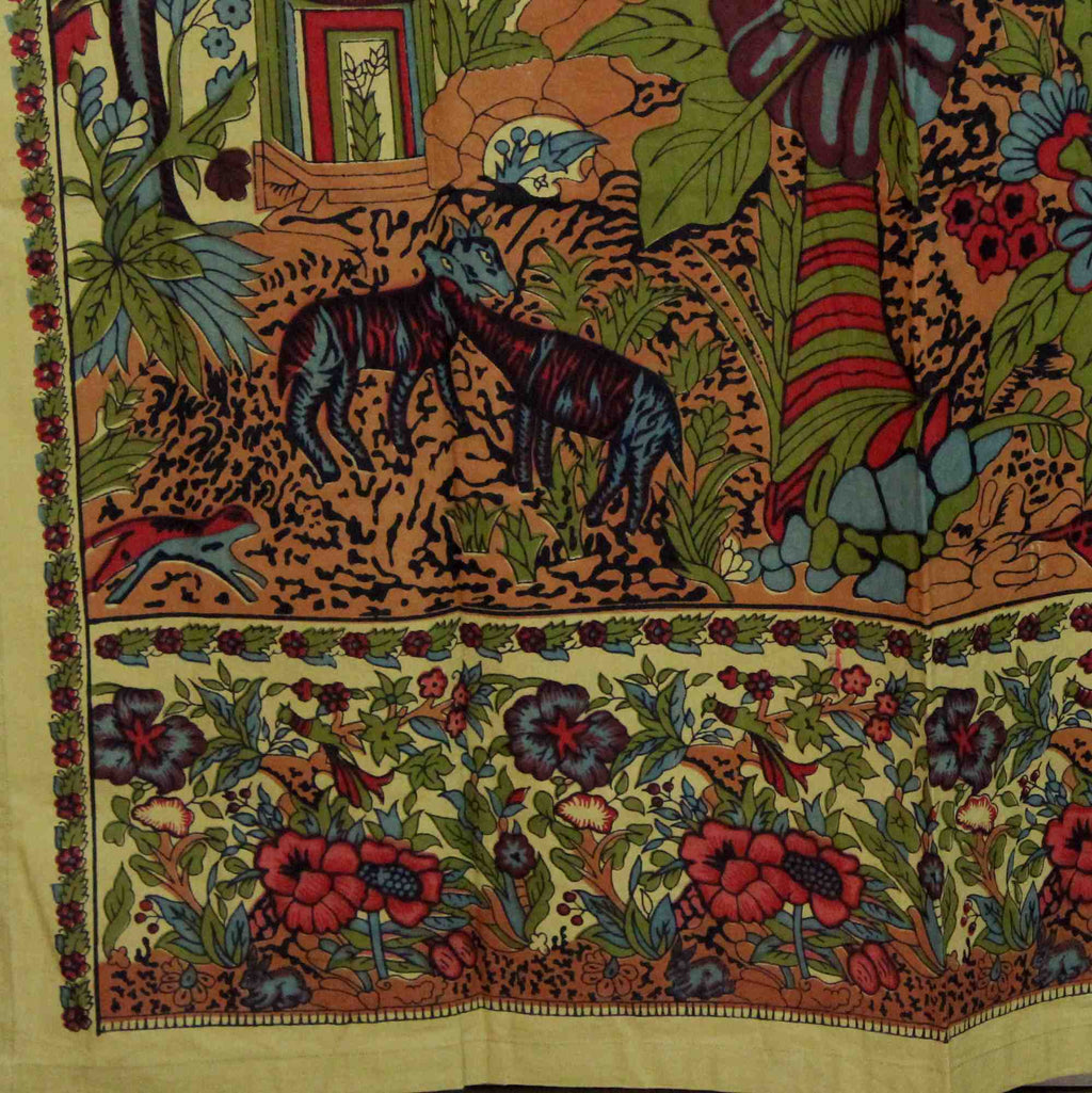 Cotton Tree of Life Tab Top Curtain Drape Door Panel 44x88 Gold Blue Purple Green Tan - Sweet Us