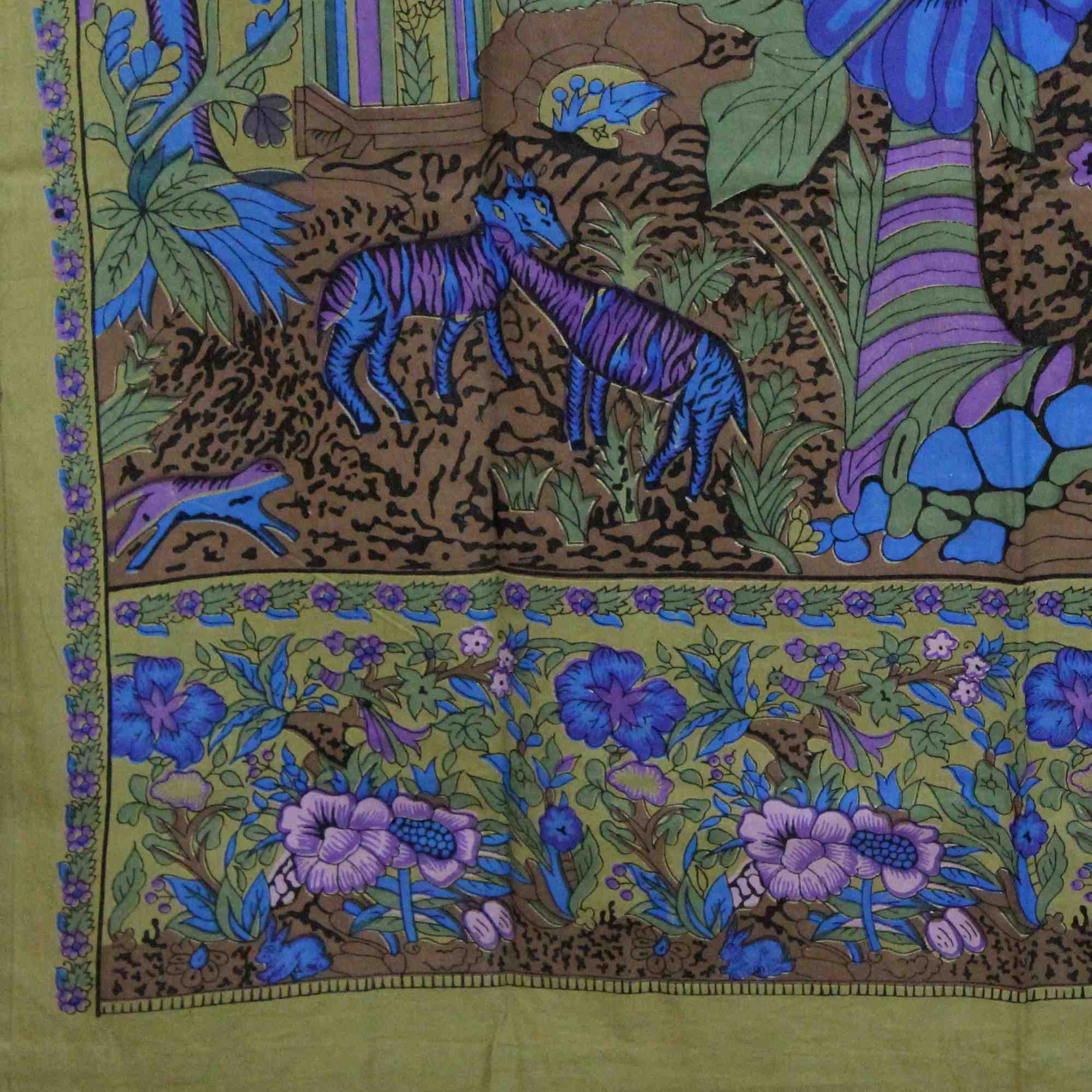 Cotton Tree of Life Tab Top Curtain Drape Door Panel 44x88 Gold Blue Purple Green Tan - Sweet Us