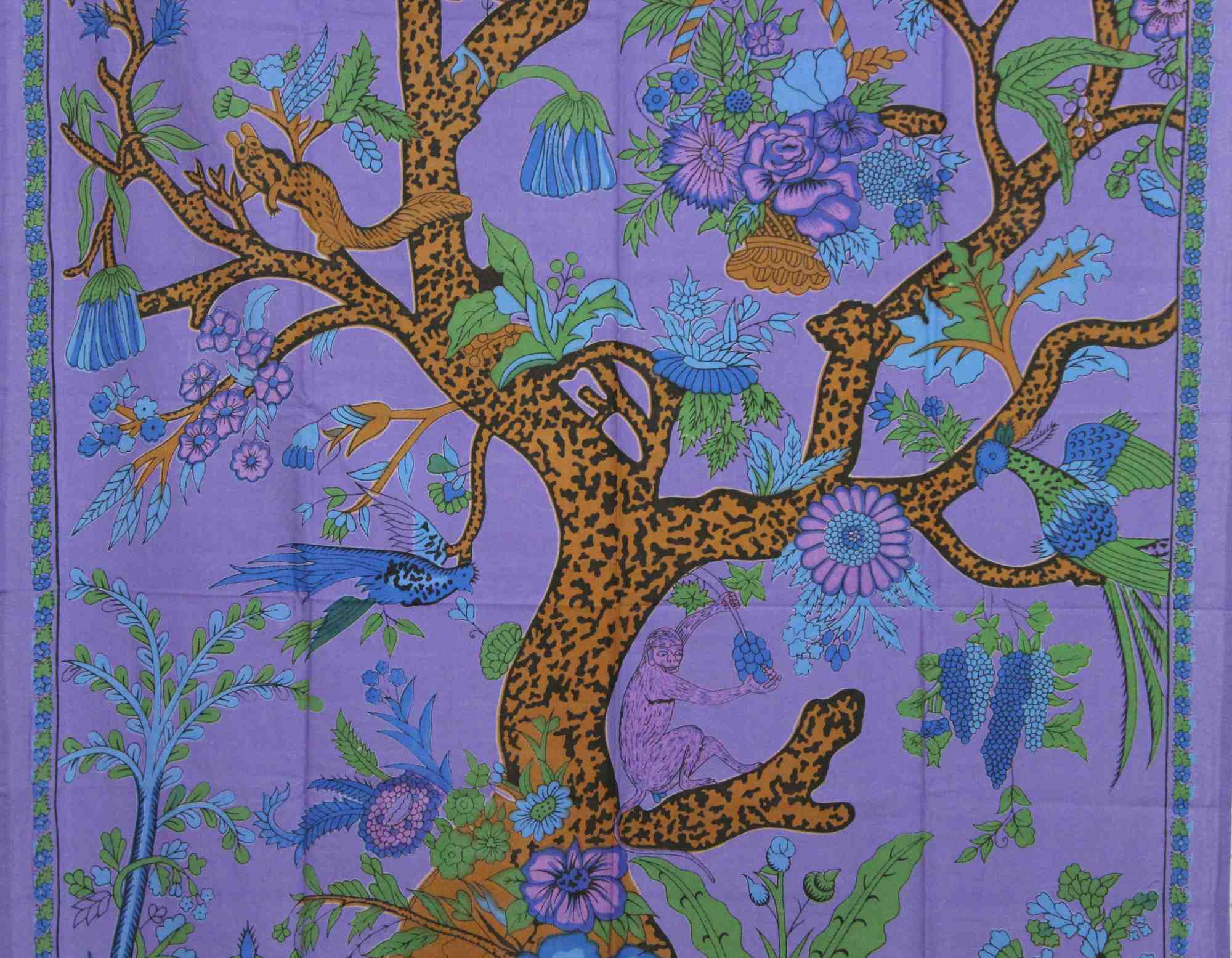 Cotton Tree of Life Tab Top Curtain Drape Door Panel 44x88 Gold Blue Purple Green Tan - Sweet Us
