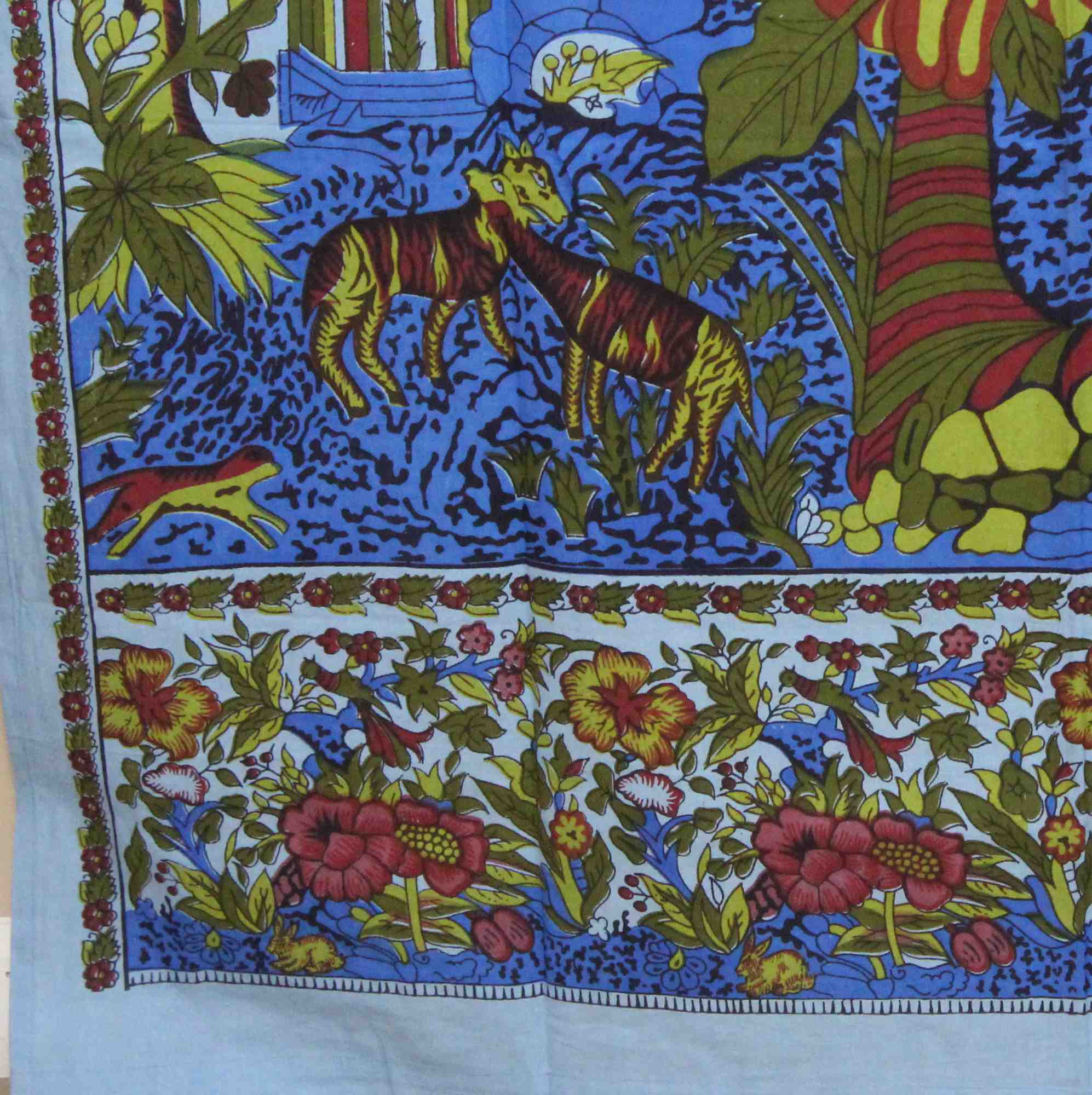 Cotton Tree of Life Tab Top Curtain Drape Door Panel 44x88 Gold Blue Purple Green Tan - Sweet Us