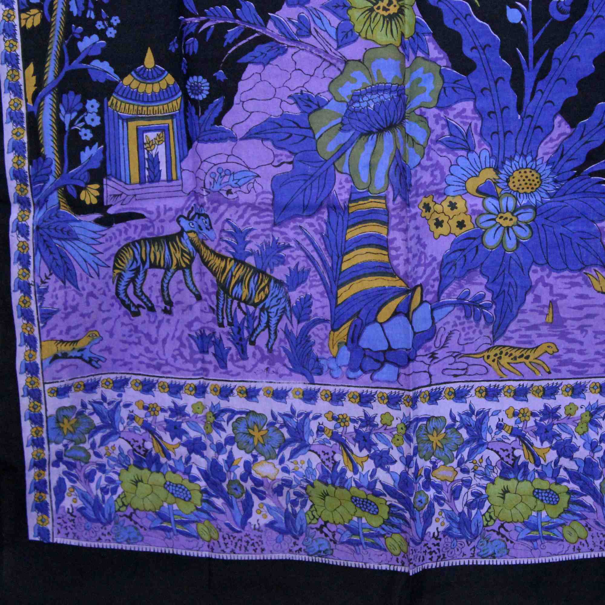 Cotton Tree of Life Tab Top Curtain Drape Door Panel 44x88 Gold Blue Purple Green Tan - Sweet Us