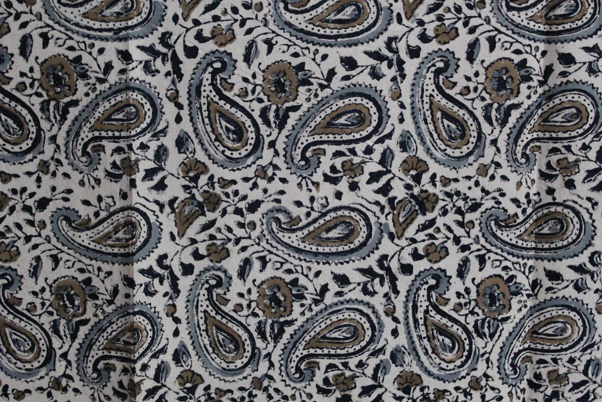 Handmade Jaipur Paisley Dabu Tab Top Curtain 100% Cotton Drape Panel 44x88 - Sweet Us