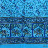 Floral Paisley Elephant Curtain Drape Blue 44x88 Cotton Kitchen Panel