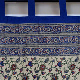 Handmade Paisley Floral Vine 100% Cotton Tab Top Curtain Drape Panel Blue 44x88 - Sweet Us
