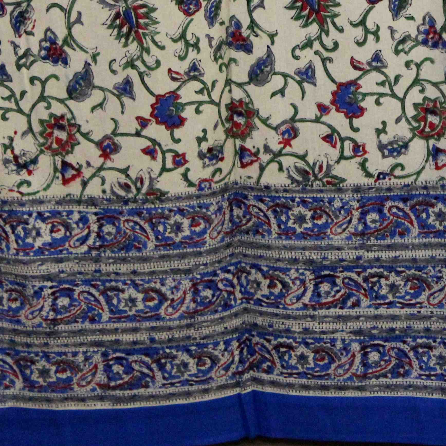 Handmade Paisley Floral Vine 100% Cotton Tab Top Curtain Drape Panel Blue 44x88 - Sweet Us