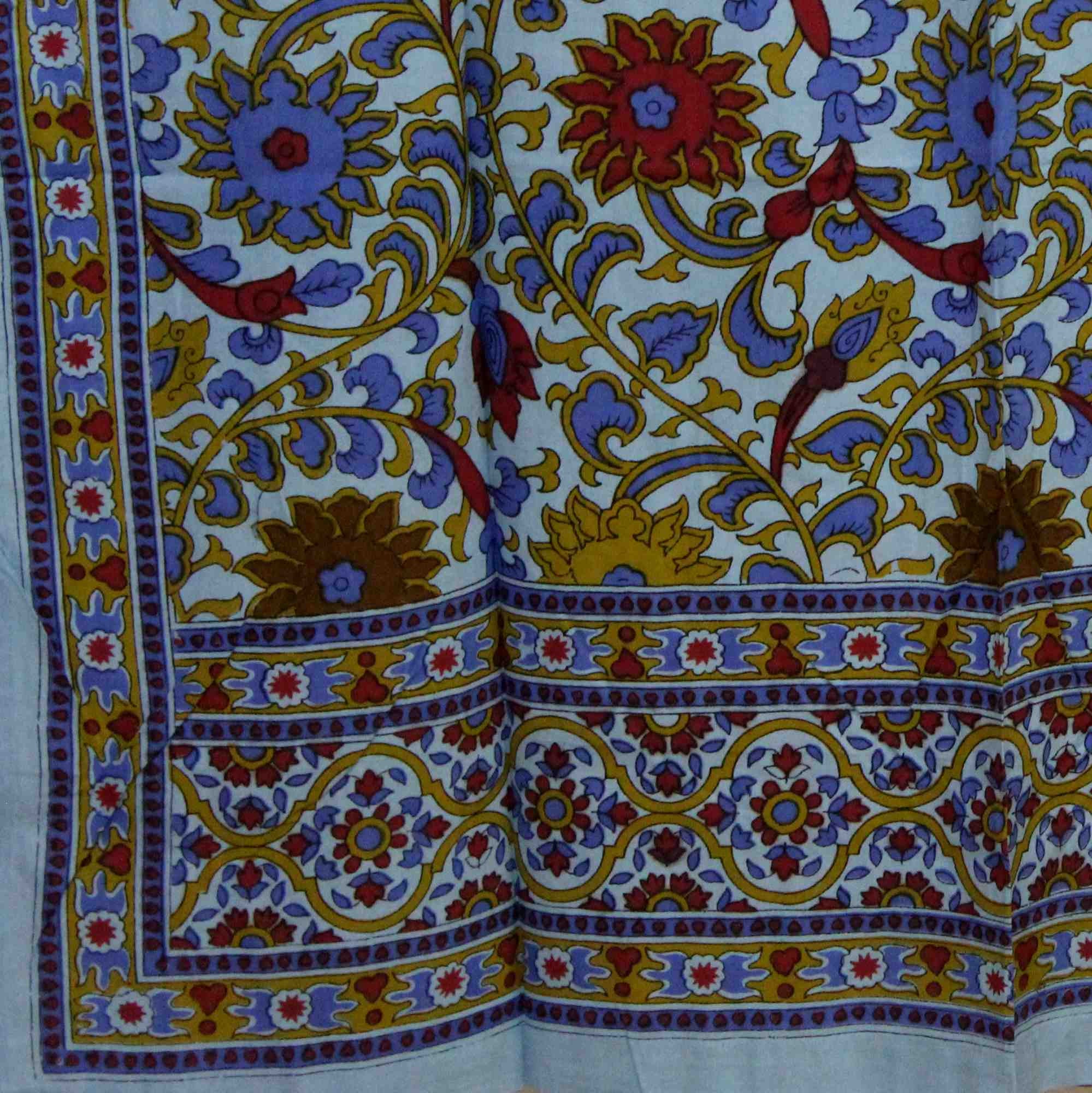 Handmade 100% Cotton Sunflower Floral Tab Top Curtain Drape Door Panel Sky Blue - Sweet Us