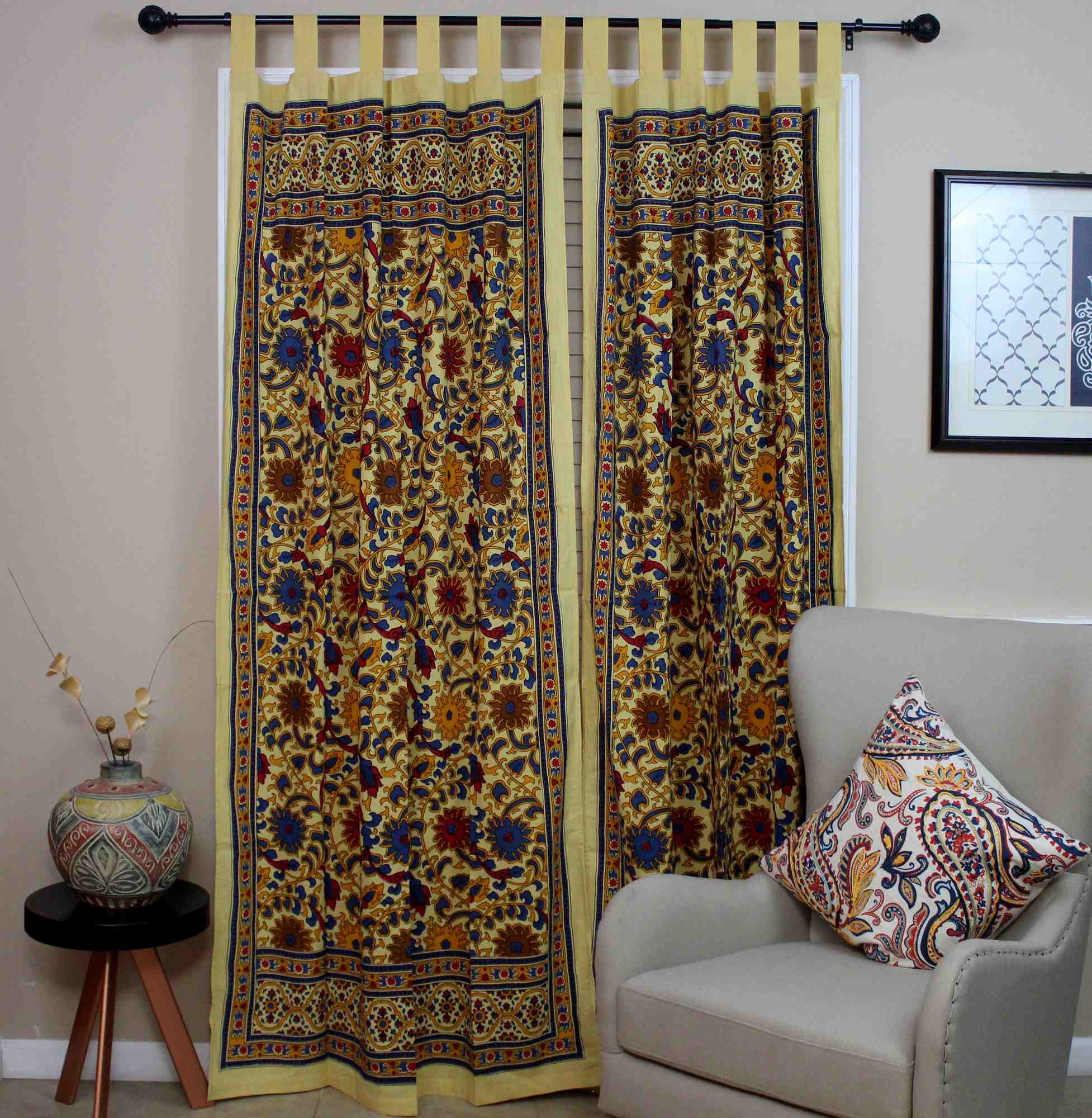 Sunflower Tab Top Cotton Curtain Drape Door Panel Window-Lemon Yellow - Sweet Us