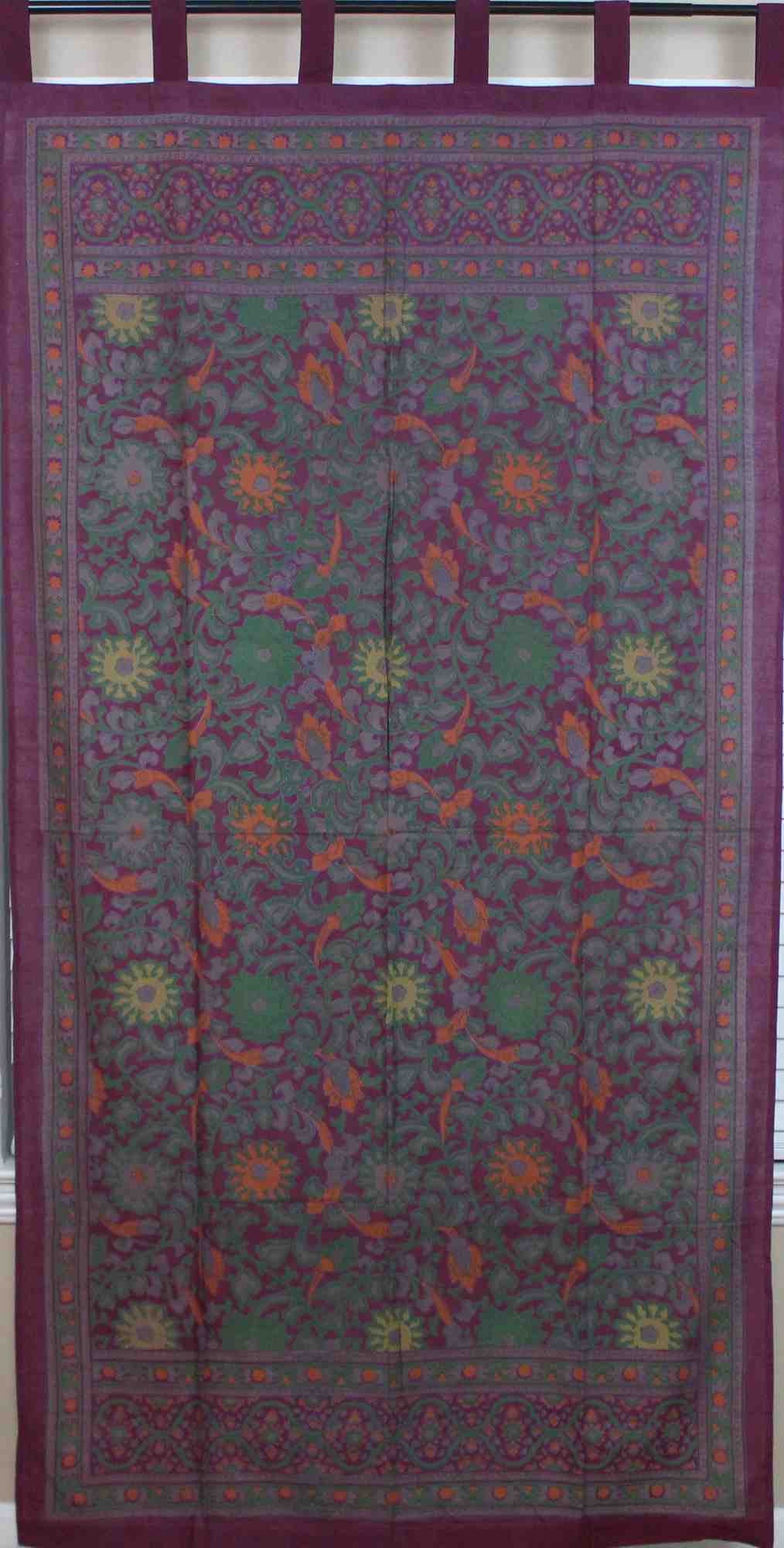 Handmade 100% Cotton Sunflower Tab Top Curtain Drape Door Panel Red - Sweet Us