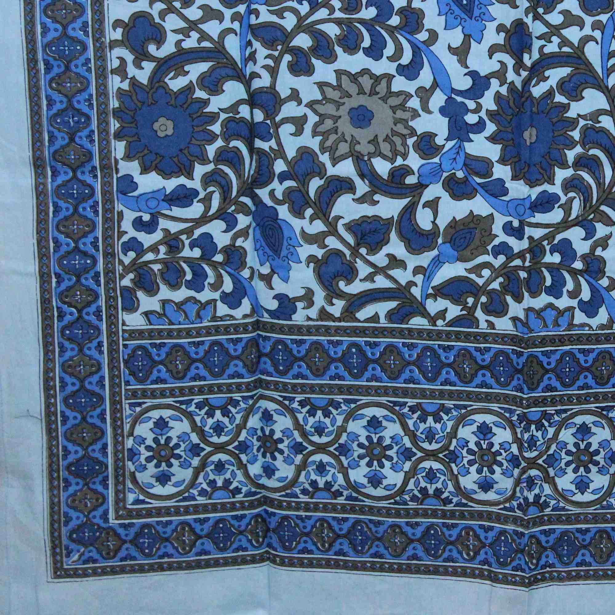 Handmade 100% Cotton Sunflower Tab Top Curtain Drape Panel Gray Blue - Sweet Us