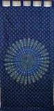 Handmade Sanganer Peacock 100% Cotton Tab Top Curtain Drape Panel 44x88 Blues - Sweet Us