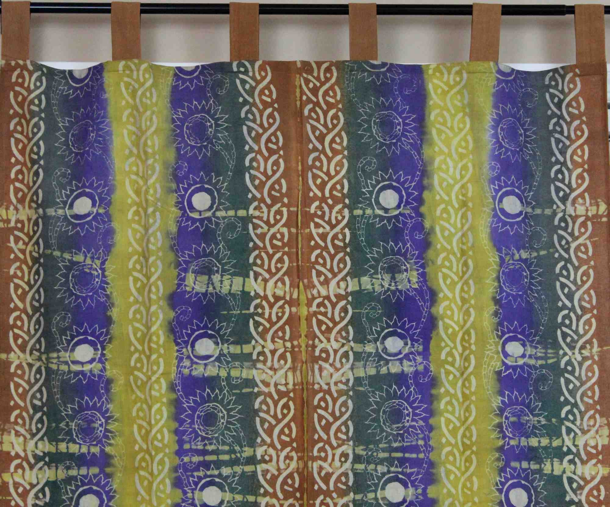 Handmade Celtic Batik Tie Dye Tab Top 100% Cotton Curtain Drape Panel 44x60 - Sweet Us