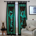 Celtic Dragon Tab Top Cotton Curtain Drape Panel Blue Red Green 44x88 inches - Sweet Us