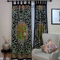 Handmade Celtic Yin Yang Curtain 100% Cotton Drape Copper Green 44x88 Inches - Sweet Us