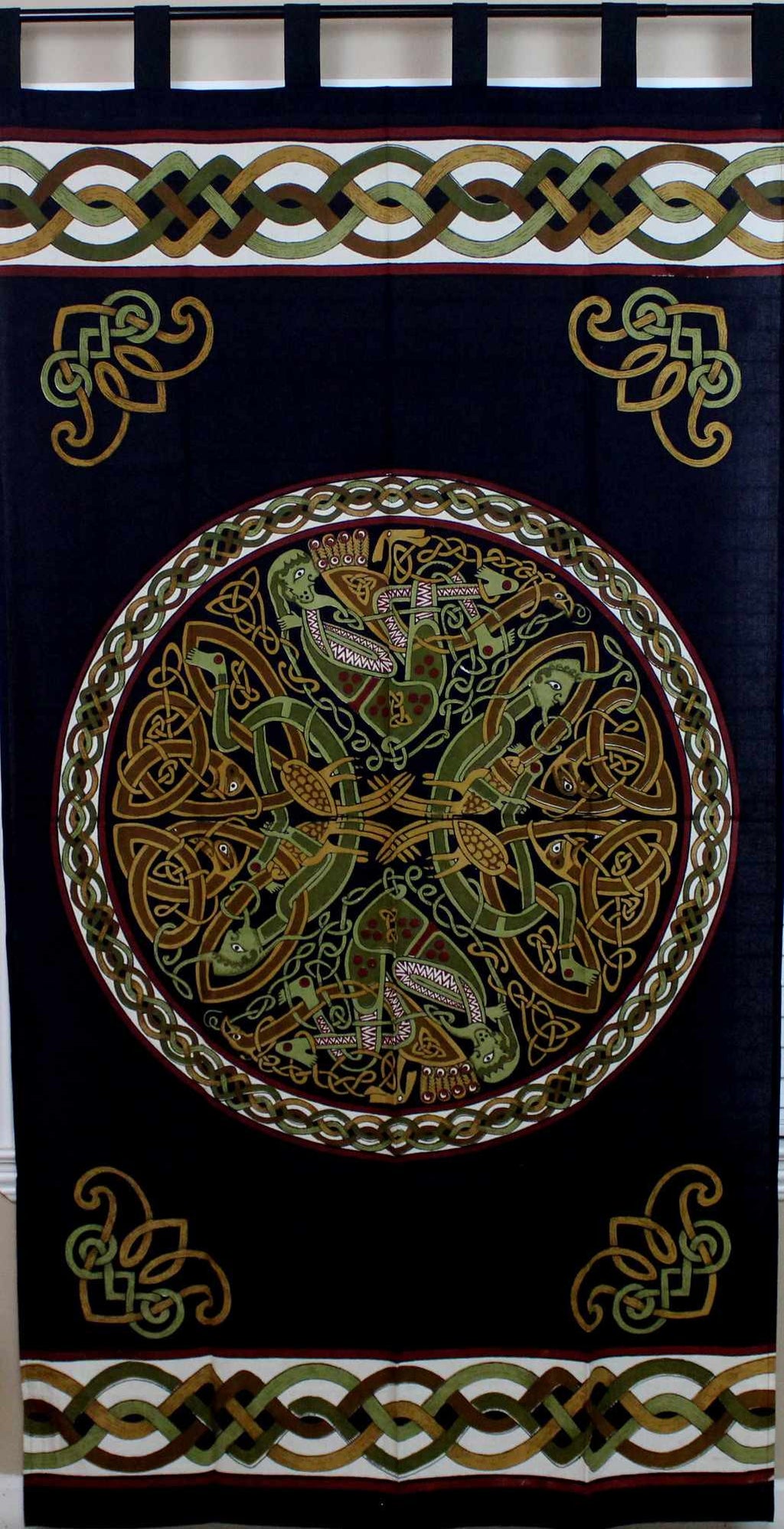 Handmade Celtic Wheel of Life 100% Cotton Tab Top Curtain Drape Panel 44x88 - Sweet Us