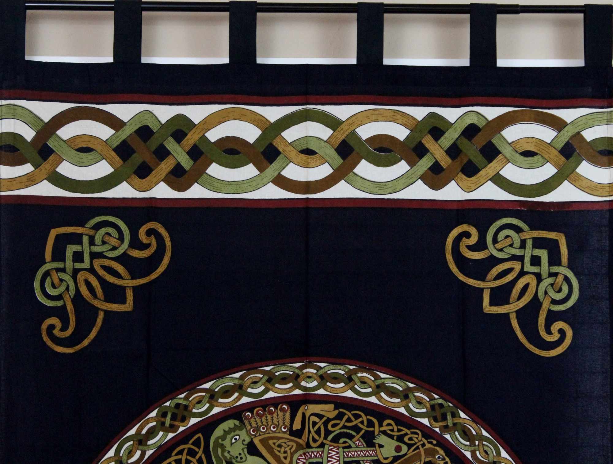Handmade Celtic Wheel of Life 100% Cotton Tab Top Curtain Drape Panel 44x88 - Sweet Us
