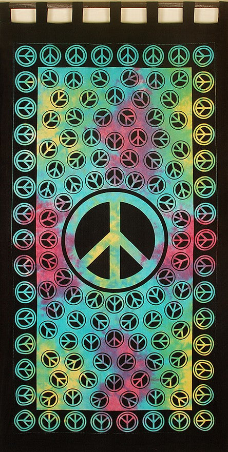 Cotton Tie Dye Peace Curtain Drape Panel 44 x 84 Inches - Sweet Us