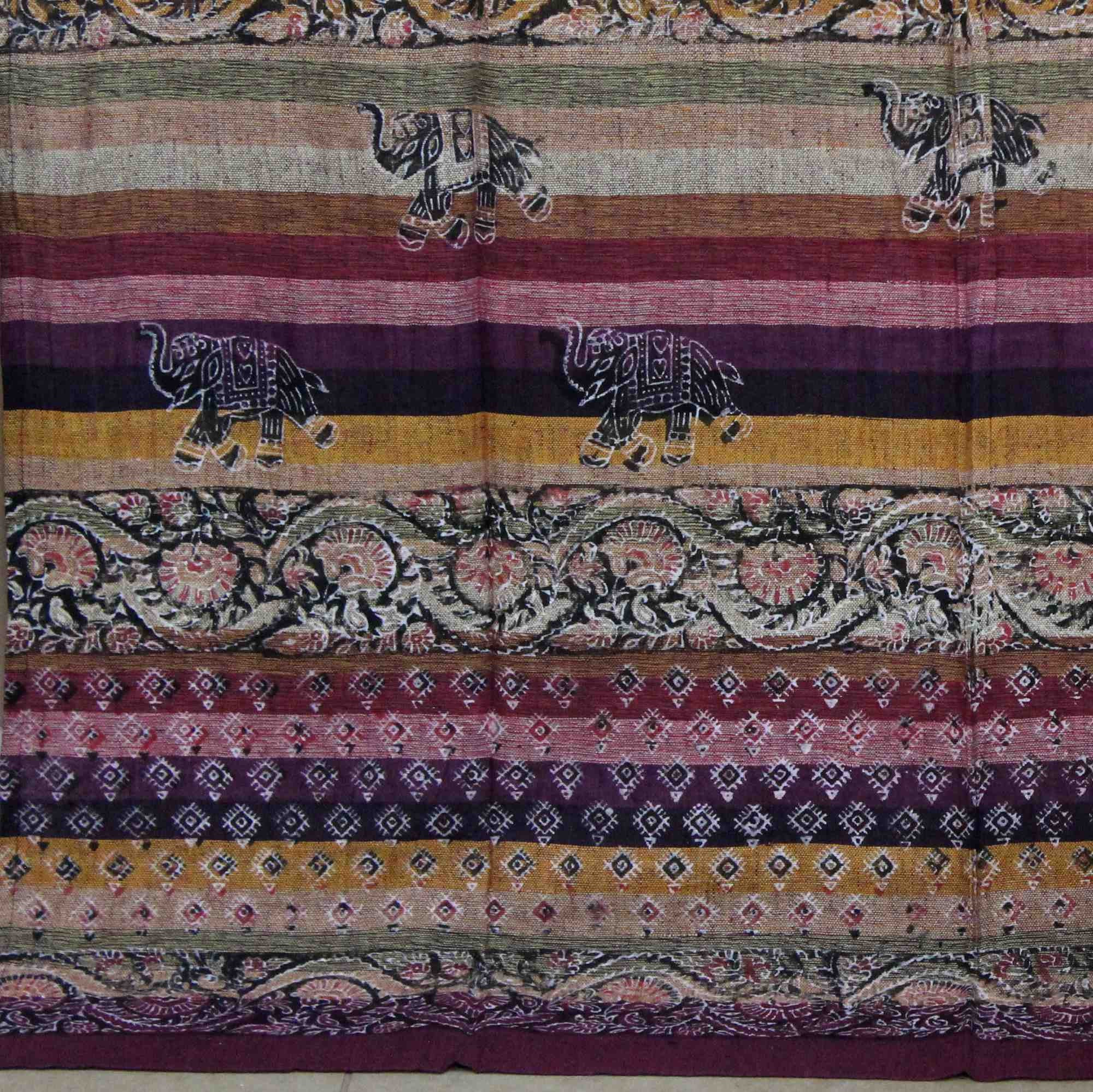 Unique Handmade Cotton Tab Top Curtain Drape Panel Paisley Good Luck Elephant - Sweet Us