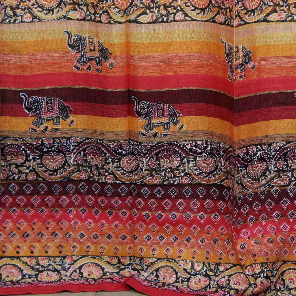 Unique Handmade Tab Top Curtain 100% Cotton Drape Panel Good Luck Elephant Print - Sweet Us