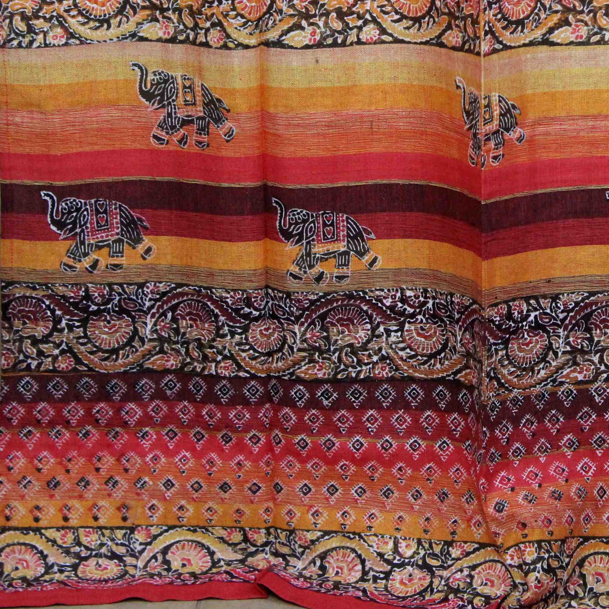 Unique Handmade Tab Top Curtain 100% Cotton Drape Panel Good Luck Elephant Print - Sweet Us