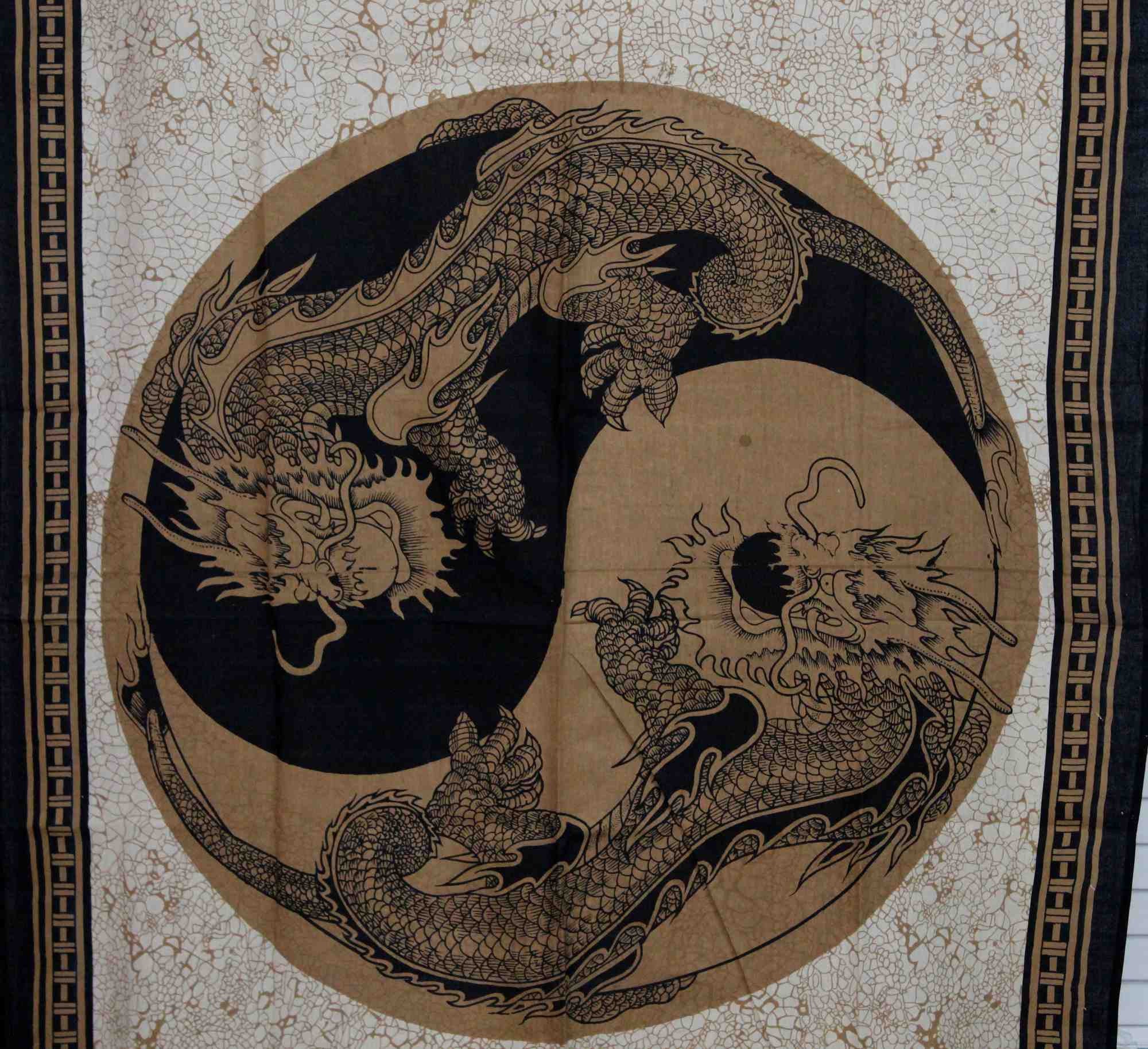 Handmade Celtic Yin Yang 100% Cotton Tab Top Curtain Drape Panel Gold 44x88 - Sweet Us