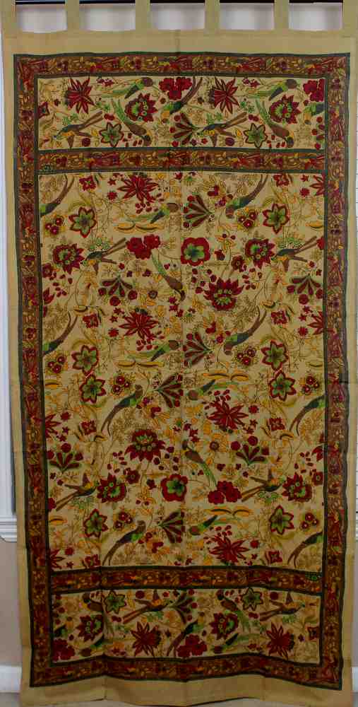 Handmade 100% Cotton Birds of Paradise Tab Top Curtain Drape Panel Mustard 44x88 - Sweet Us