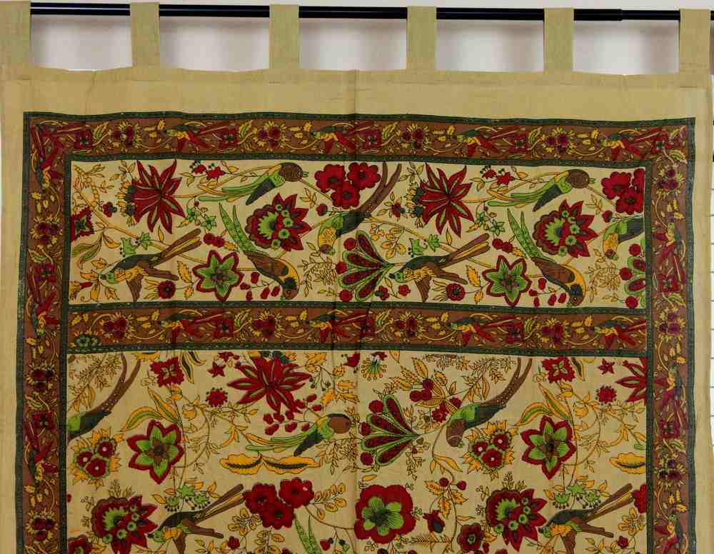 Handmade 100% Cotton Birds of Paradise Tab Top Curtain Drape Panel Mustard 44x88 - Sweet Us