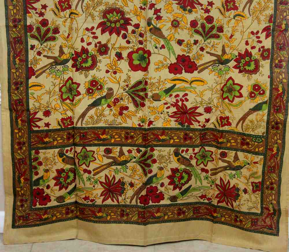 Handmade 100% Cotton Birds of Paradise Tab Top Curtain Drape Panel Mustard 44x88 - Sweet Us