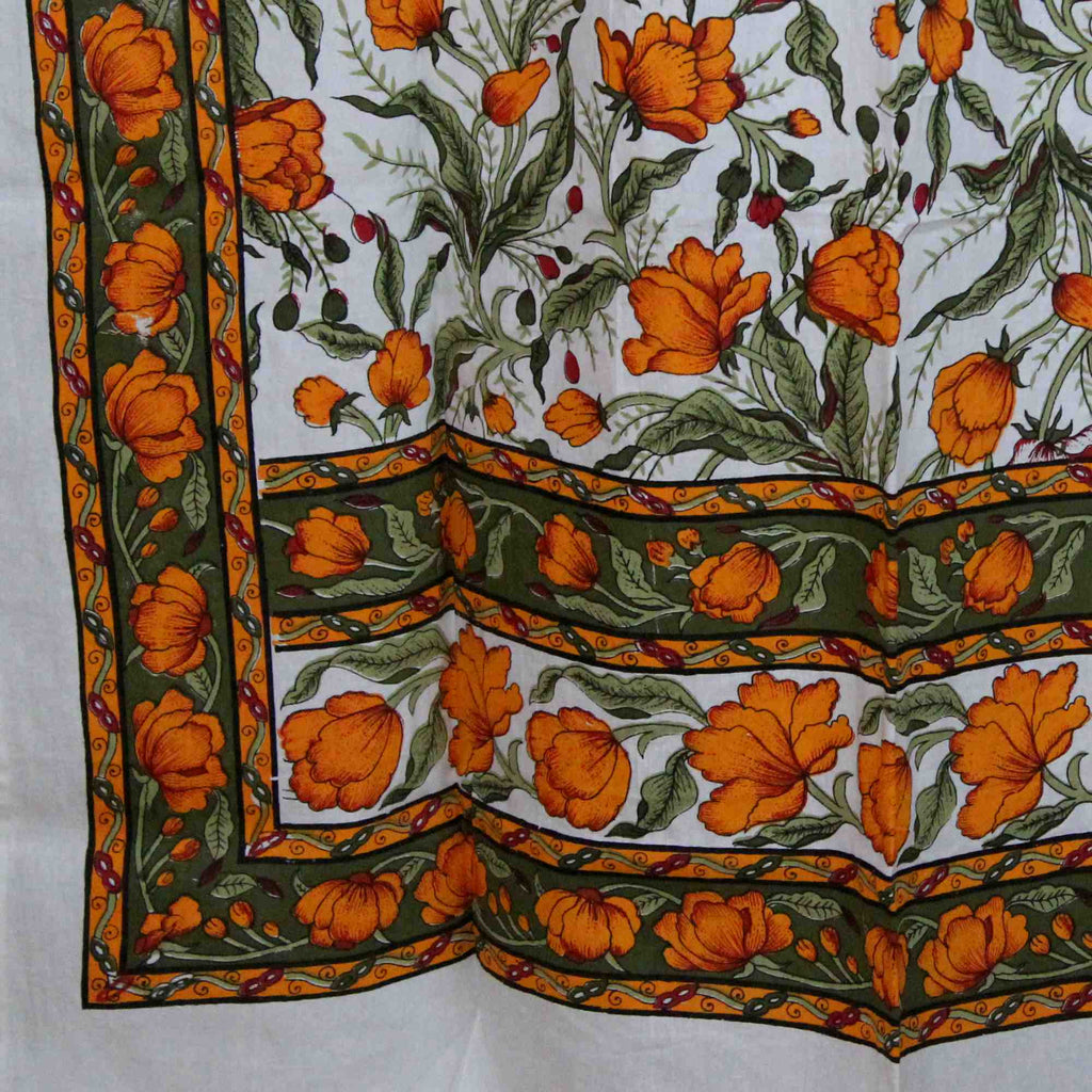 Handmade French Floral Tab Top Curtain 100% Cotton Drape Door Panel Ivory Lemon - Sweet Us