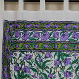 Handmade 100% Cotton French Floral Tab Top Curtain Drape Door Panel Blue Violet - Sweet Us