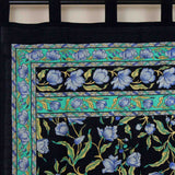 Handmade French Floral Tab Top Curtain 100% Cotton Drape Door Panel Black Blue - Sweet Us
