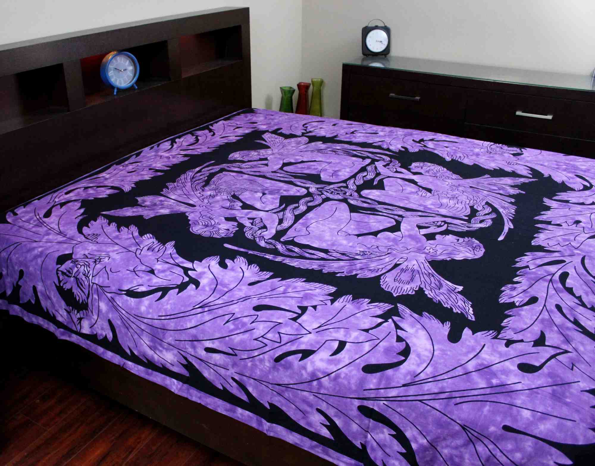 Handmade Cotton Faerie Braid Celtic Tapestry Tablecloth Coverlet Purple Twin Full - Sweet Us