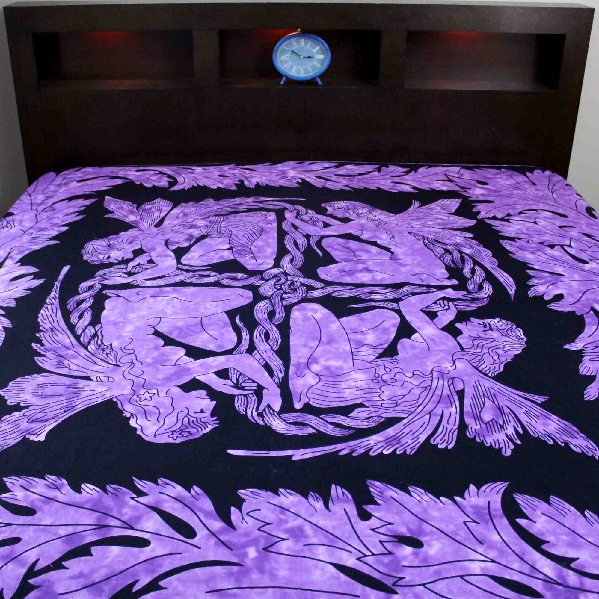 Handmade Cotton Faerie Braid Celtic Tapestry Tablecloth Coverlet Purple Twin Full - Sweet Us
