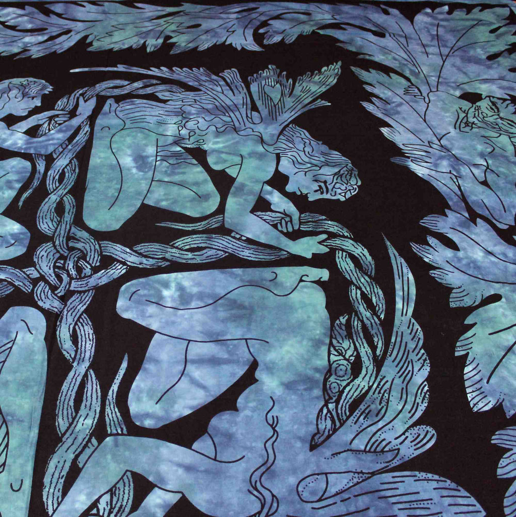 Faerie Braid Celtic Tapestry Tablecloth Cotton Spread Blues Twin Full - Sweet Us