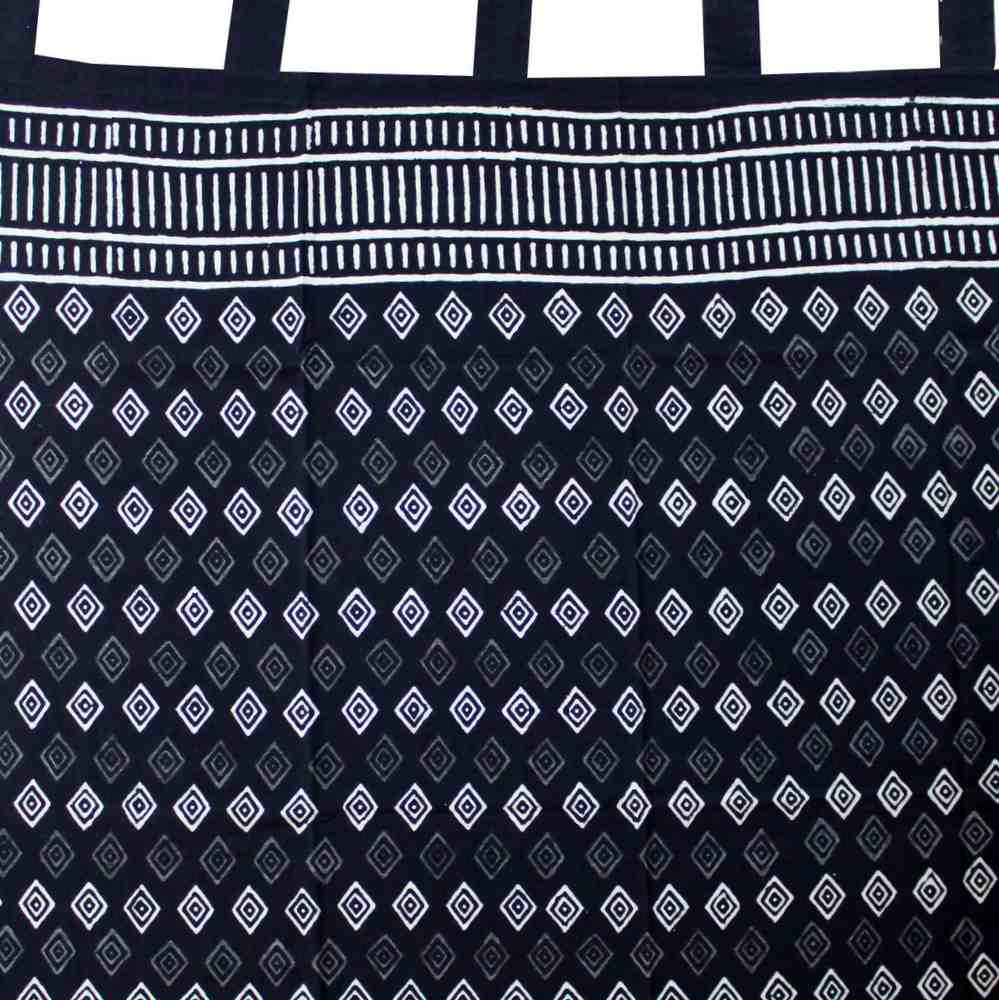 Cotton Tab Top Linen Curtain Panel Black Curtain Single Floral Curtain 88 inches