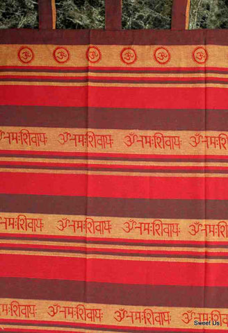 Cotton Tab Top Linen Curtain Panel Yoga Room Curtain Ribbed Om Meditation Panel