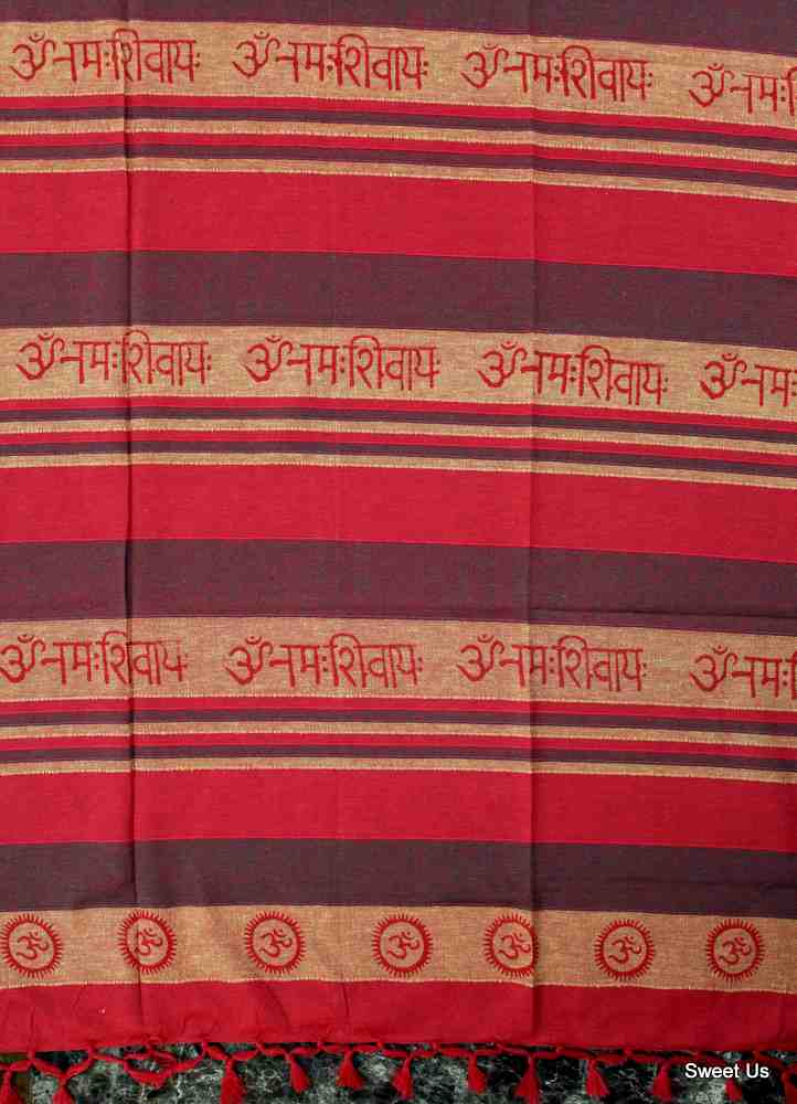 Cotton Tab Top Linen Curtain Panel Yoga Room Curtain Ribbed Om Meditation Panel