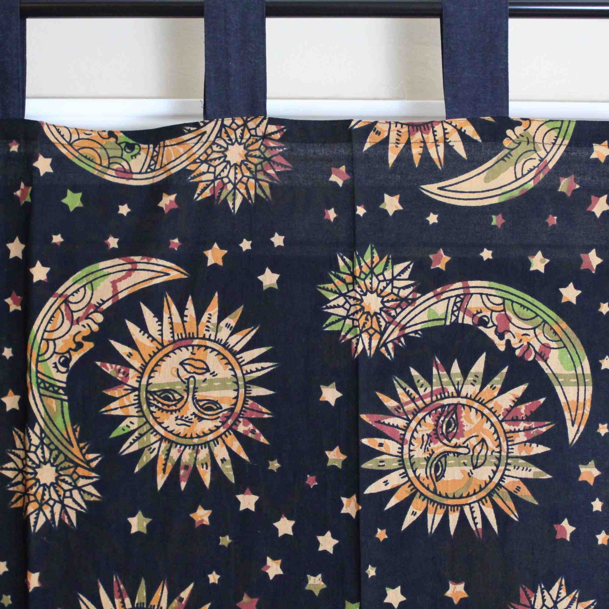 Handmade Celestial Print Mandala 100% Cotton Curtain Drape Panel 44x88 inches - Sweet Us