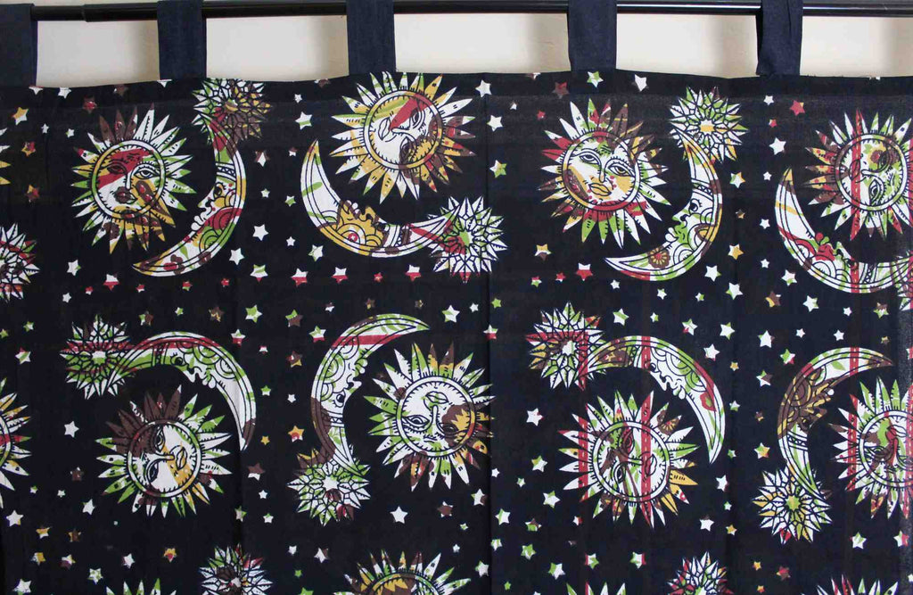 Handmade Celestial Print Mandala 100% Cotton Curtain Drape Panel 44x88 inches - Sweet Us