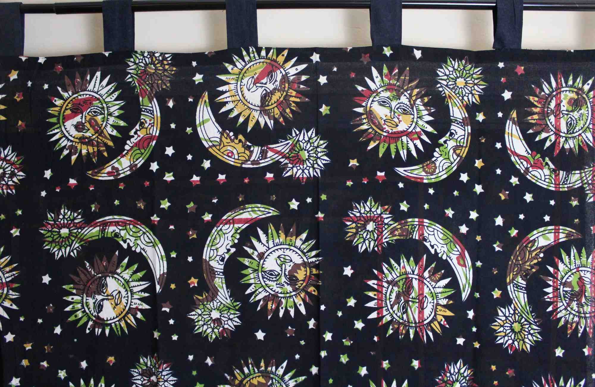 Handmade Celestial Print Mandala 100% Cotton Curtain Drape Panel 44x88 inches - Sweet Us