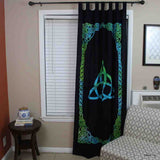 Living Room Curtain Black Triquetra Tie Dye Cotton Linen Panel Celtic Curtain