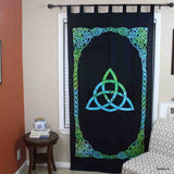 Living Room Curtain Black Triquetra Tie Dye Cotton Linen Panel Celtic Curtain