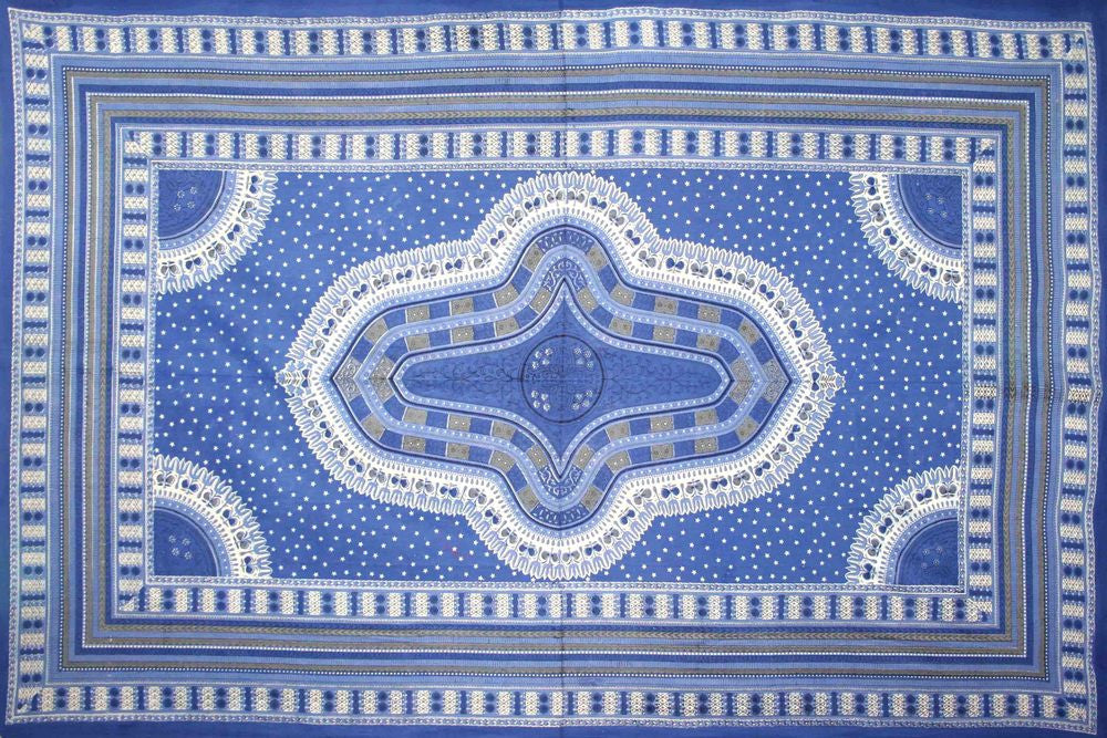 Handmade 100% Cotton Dashiki Tapestry Tablecloth Bedspread Coverlet Twin Blue - Sweet Us