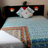 Cotton Reversible Block Print Duvet Cover Floral Full Queen Red Green Yellow Blue