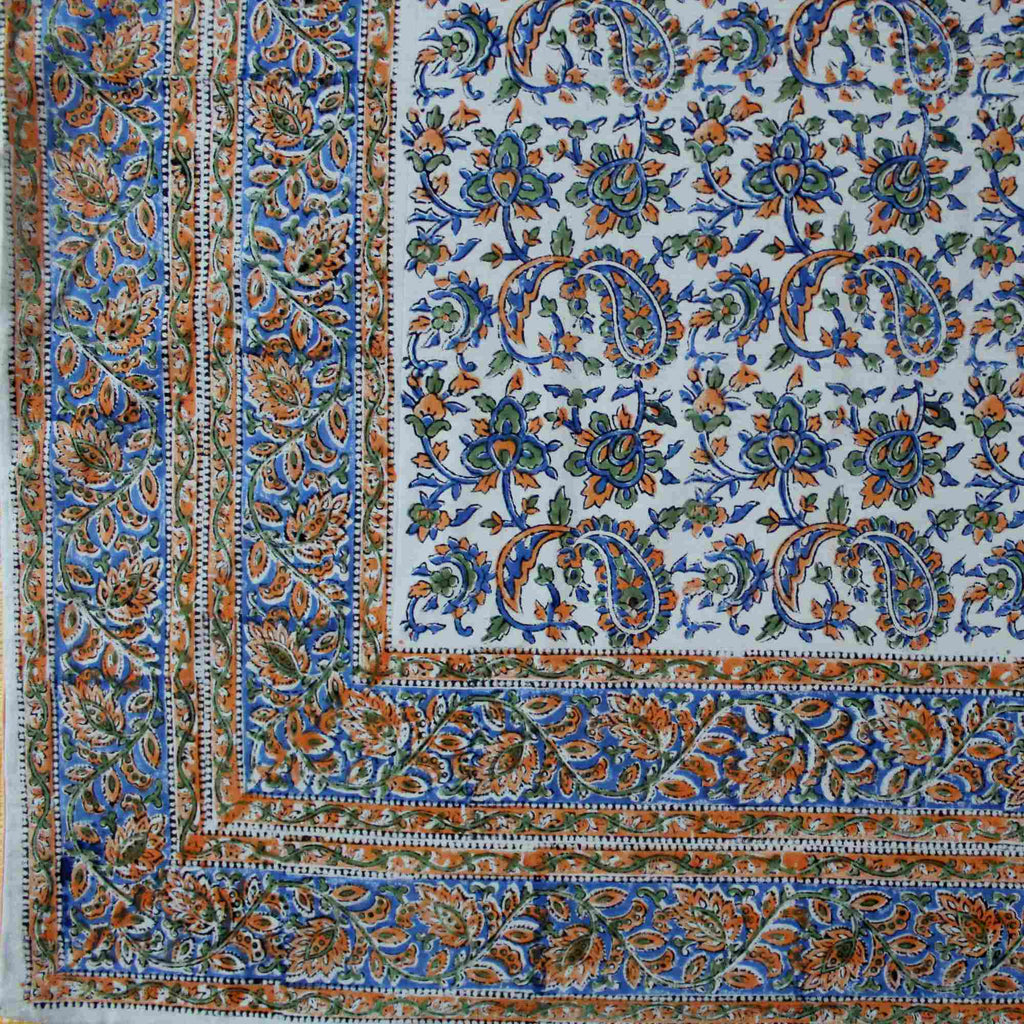 Reversible Duvet Cover Floral Cotton Full Double Blue Green Red Tan - Sweet Us